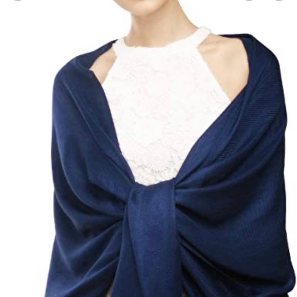 Pashmina Shawl/Wrap- Royal Blue - Picture 7 of 8